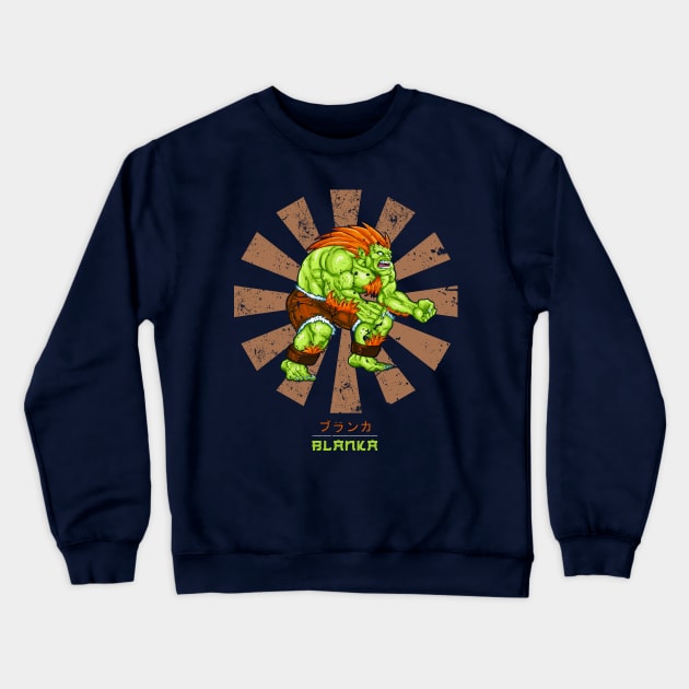 Blanka Street Fighter Retro Japanese Crewneck Sweatshirt by Nova5